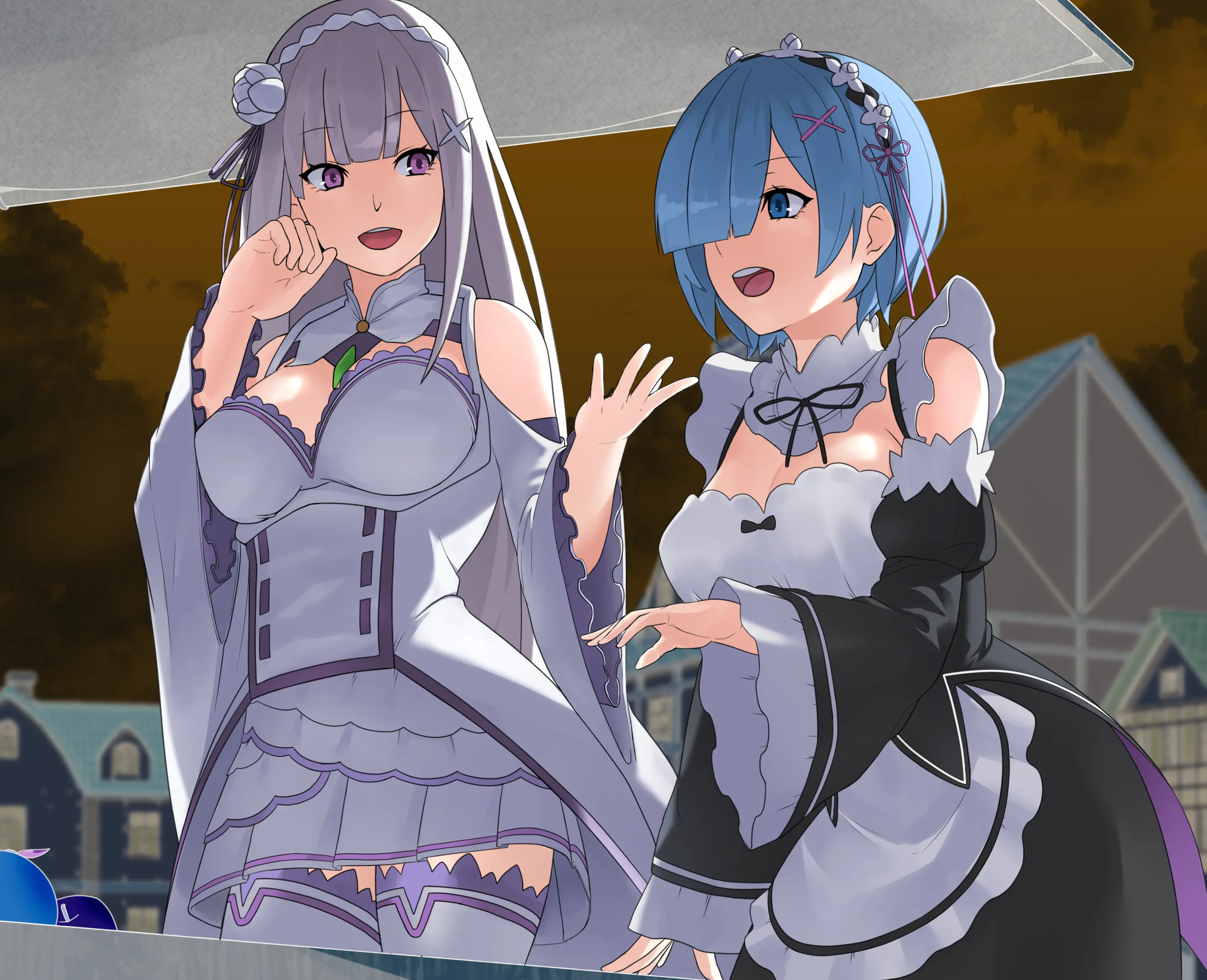 Rem To Emilia Ga Jikan Teishi Sarete Okasarechau | 렘과 에밀리아가 시간정지 당해서 범해진다